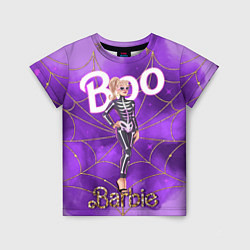 Футболка детская Барби в костюме скелета: паутина и фиолетовый дым, цвет: 3D-принт