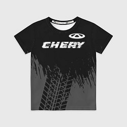 Футболка детская Chery speed на темном фоне со следами шин: символ, цвет: 3D-принт