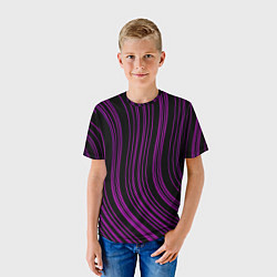 Футболка детская Абстракция фиолетовые линии, цвет: 3D-принт — фото 2