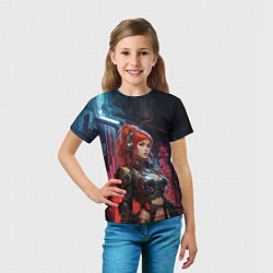 Футболка детская Рыжая девушка в броне, цвет: 3D-принт — фото 2