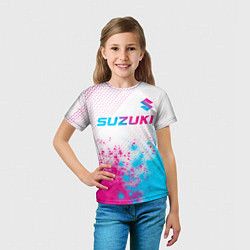 Футболка детская Suzuki neon gradient style: символ сверху, цвет: 3D-принт — фото 2