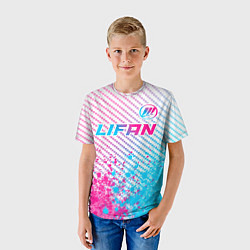 Футболка детская Lifan neon gradient style: символ сверху, цвет: 3D-принт — фото 2