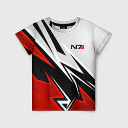 Футболка детская N7 mass effect - white and red, цвет: 3D-принт