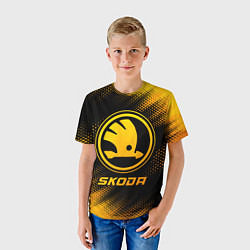 Футболка детская Skoda - gold gradient, цвет: 3D-принт — фото 2