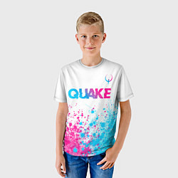 Футболка детская Quake neon gradient style посередине, цвет: 3D-принт — фото 2