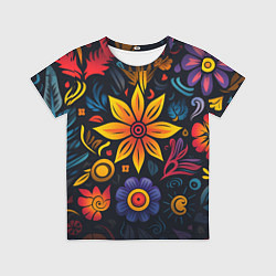 Футболка детская Растительный узор в латино-американском стиле, цвет: 3D-принт