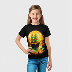 Футболка детская Парусник на фантастическом закате, цвет: 3D-принт — фото 2