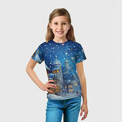 Футболка детская Новогоднее настроение город, цвет: 3D-принт — фото 2