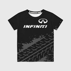 Футболка детская Infiniti speed на темном фоне со следами шин посер, цвет: 3D-принт