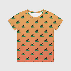 Футболка детская Черный кот в новогодней шапке уронил елку, цвет: 3D-принт