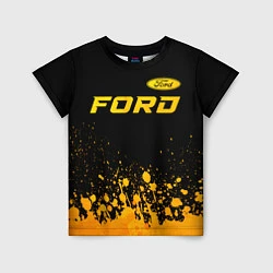 Футболка детская Ford - gold gradient посередине, цвет: 3D-принт