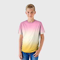 Футболка детская Розовый бежевый желтый градиент, цвет: 3D-принт — фото 2