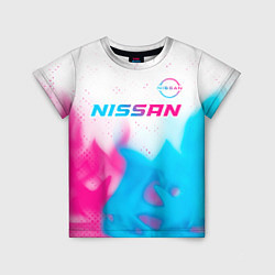 Детская футболка Nissan neon gradient style посередине