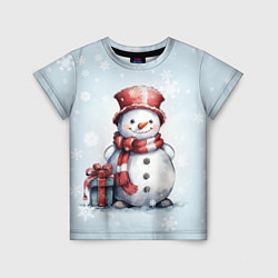 Футболка детская New Years cute snowman, цвет: 3D-принт