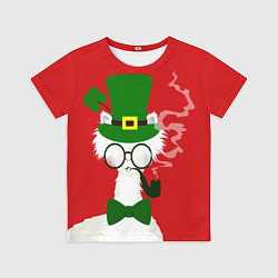 Футболка детская Лама - альпака в день Патрика, цвет: 3D-принт