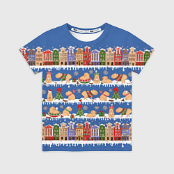 Футболка детская Капибара зимой, цвет: 3D-принт