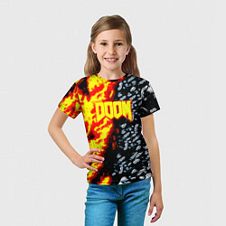 Футболка детская Doom огненное лого, цвет: 3D-принт — фото 2