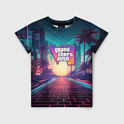 Футболка детская GTA 6 night city logo, цвет: 3D-принт