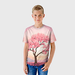 Футболка детская Вишневое дерево в полном цвету, цвет: 3D-принт — фото 2