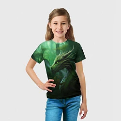 Футболка детская Зеленый лесной дракон 2024, цвет: 3D-принт — фото 2
