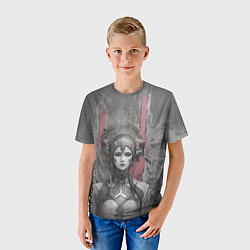 Футболка детская Девушка в узорчатом шлеме, цвет: 3D-принт — фото 2