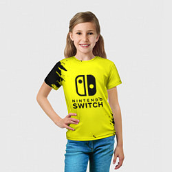 Футболка детская Nintendo switch краски на жёлтом, цвет: 3D-принт — фото 2