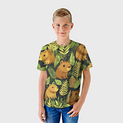 Футболка детская Капибары - лесной маскировочный камуфляж, цвет: 3D-принт — фото 2