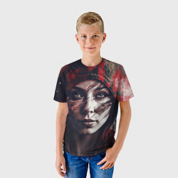 Футболка детская Русская девушка в камуфляже, цвет: 3D-принт — фото 2