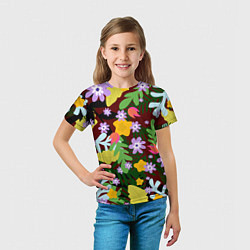 Футболка детская Гавайская цветочная расцветка, цвет: 3D-принт — фото 2