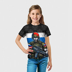 Футболка детская Русский солдат на фоне флага, цвет: 3D-принт — фото 2