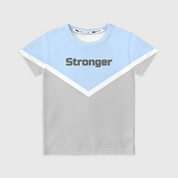 Футболка детская Stronger серо-голубой, цвет: 3D-принт