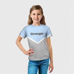 Футболка детская Stronger серо-голубой, цвет: 3D-принт — фото 2