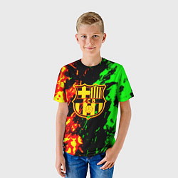 Футболка детская Barcelona огненное лого, цвет: 3D-принт — фото 2