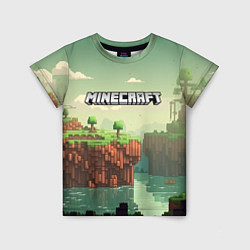 Футболка детская Minecraft logo квадратный мир, цвет: 3D-принт