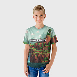 Футболка детская Minecraft logo квадратный мир, цвет: 3D-принт — фото 2