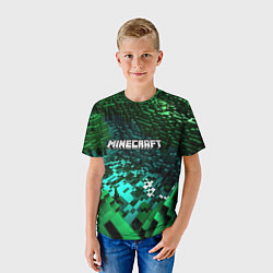 Футболка детская Minecraft logo в стиле киберпанк, цвет: 3D-принт — фото 2