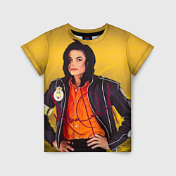 Футболка детская Michael Jackson на золотом фоне с графикой, цвет: 3D-принт