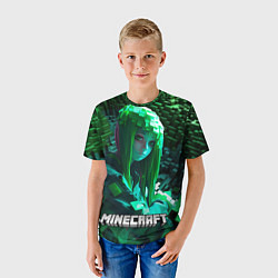 Футболка детская Minecraft девушка зеленый мир, цвет: 3D-принт — фото 2