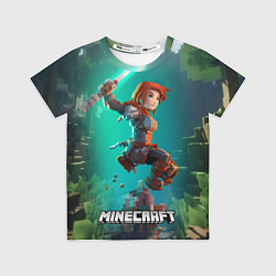 Футболка детская Персонаж Minecraft в прыжке с мечом, цвет: 3D-принт