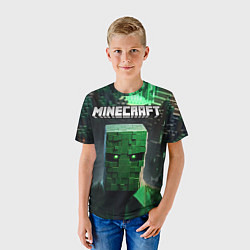 Футболка детская Minecraft зеленый персонаж каменные джунгли, цвет: 3D-принт — фото 2