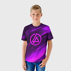 Футболка детская Linkin park neon stripes logo, цвет: 3D-принт — фото 2