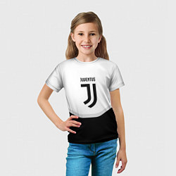 Футболка детская Juventus black geometry sport, цвет: 3D-принт — фото 2