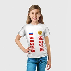 Футболка детская Россия три полоски на белом фоне, цвет: 3D-принт — фото 2