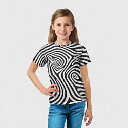Футболка детская Черно-белый водоворот - зебра исллюзия шкуры, цвет: 3D-принт — фото 2