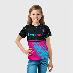 Футболка детская Aston Villa - neon gradient посередине, цвет: 3D-принт — фото 2