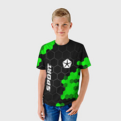 Футболка детская Jeep green sport hexagon, цвет: 3D-принт — фото 2