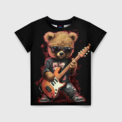 Футболка детская Плюшевый медведь музыкант с гитарой, цвет: 3D-принт