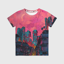 Футболка детская Абстрактный город в неоновых цветах, цвет: 3D-принт