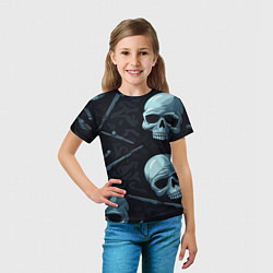 Футболка детская Черепа и ножи, цвет: 3D-принт — фото 2