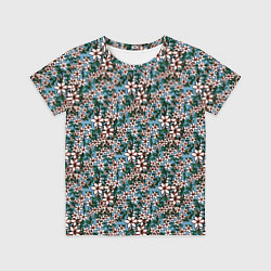 Футболка детская Цветочный паттерн бирюзовый, цвет: 3D-принт